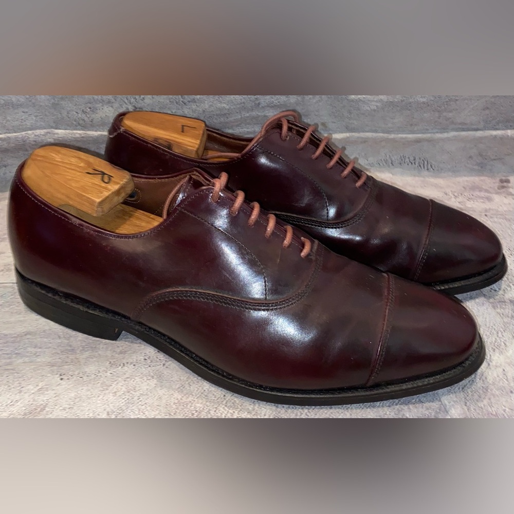 Allen Edmonds Park Avenue Oxblood Brown Cap Toe Oxford Derby Dress Shoes 8.5 Vtg